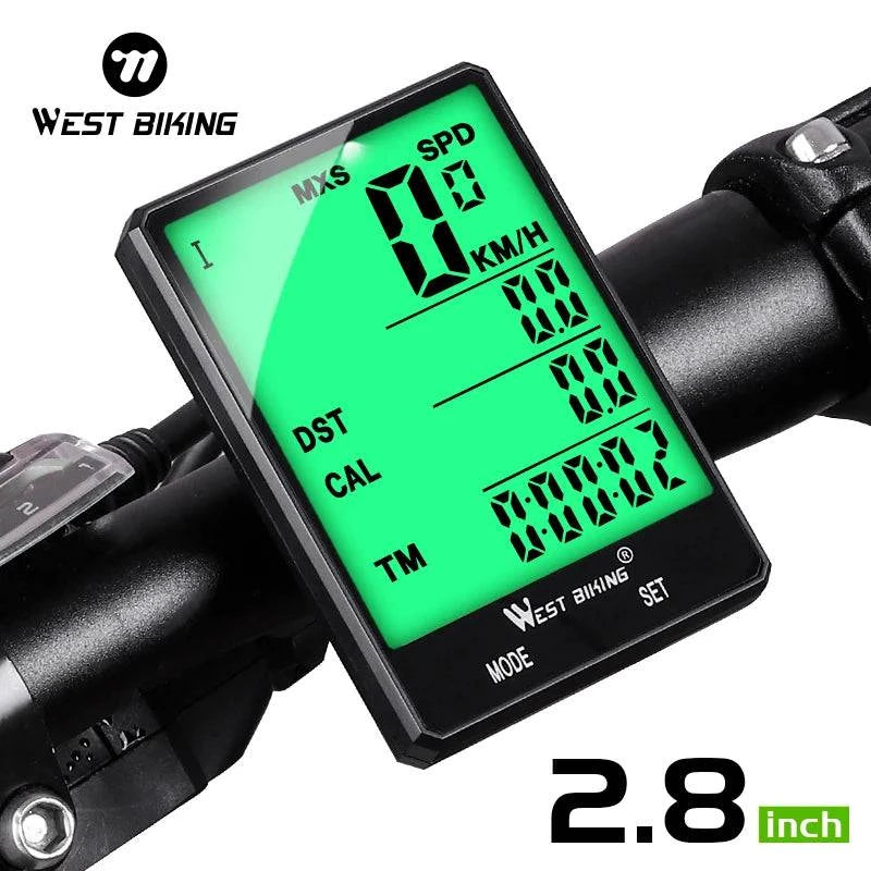 WEST BIKING 2.8 inch Bicycle Computer Large Screen Speedometer Wireless Wired Waterproof Sensor Cycling Odometer Bike Computer - Property & Safety Tradings