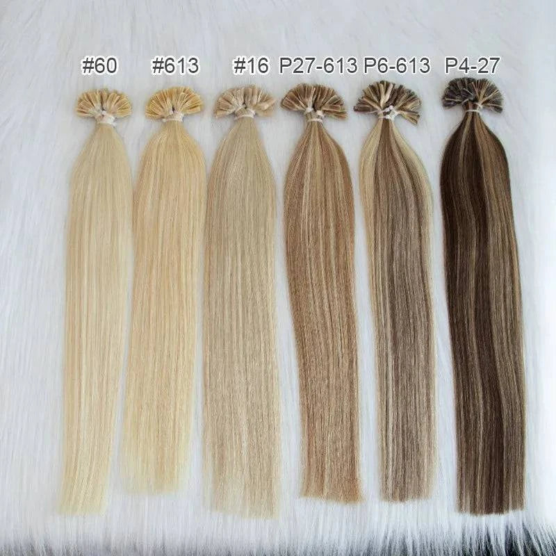 U Tip Fusion Hair Extensions Blonde Natural Real Human Hair Extensions 1.5cm Keratin Hair Capsules 50pcs 30g 40g 50g 12-24inch - Property & Safety Tradings