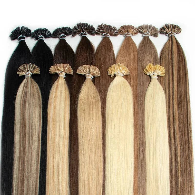 U Tip Fusion Hair Extensions Blonde Natural Real Human Hair Extensions 1.5cm Keratin Hair Capsules 50pcs 30g 40g 50g 12-24inch - PST PS Tradings