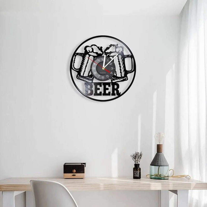 Beer Bar Wall Decor Modern Clock Drinking Hour Pub Vinyl Record Wall Clock Wall Watch Beer Club Decor - Property & Safety Tradings