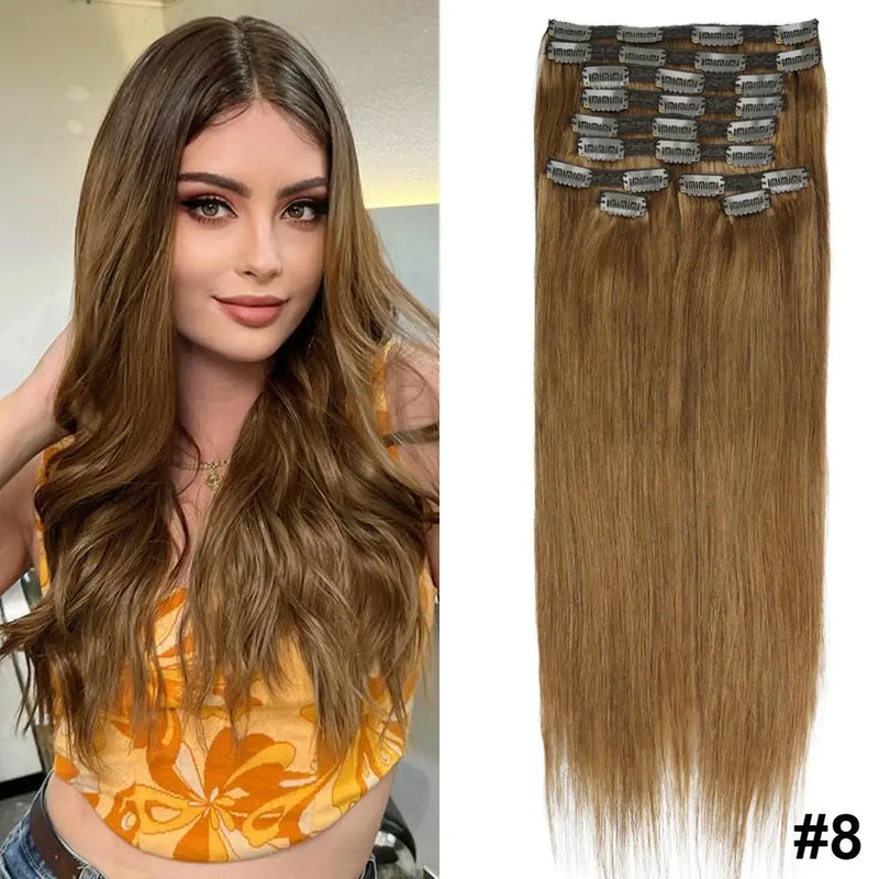 Doreen 160G 200G 240G Volume Series Brazilian Machine Remy Straight Clip In Human Hair Extensions  Full Head 10Pcs 16 to 24 Inch - Property & Safety Tradings