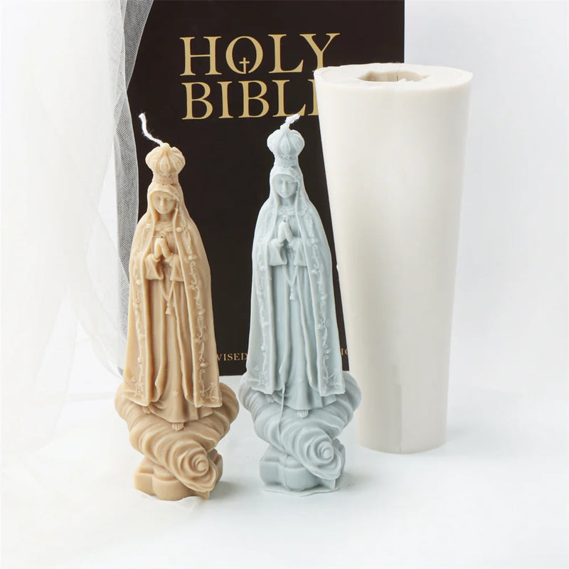 Religious Blessed Virgin Mary Candle Silicone Mold Madonna Goddess Female Deity Portrait Scented Plaster Jesus Resin Epoxy Mould - PST PS Tradings