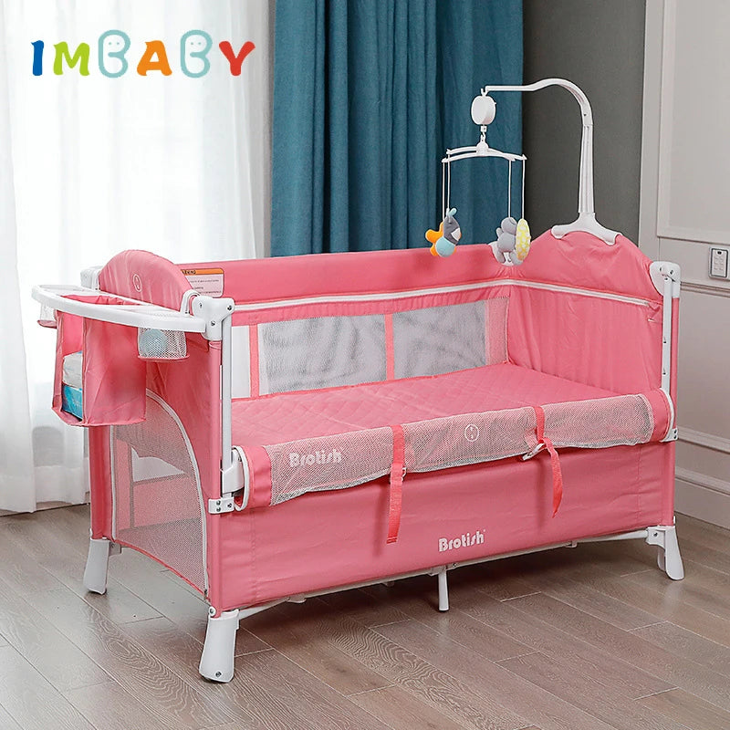 IMBABY Newborn Baby Bed Multifunctional Baby Cribs Foldable Baby Cot With Diaper Table Crib Cradle Double Decker Cribs for Baby - PST PS Tradings