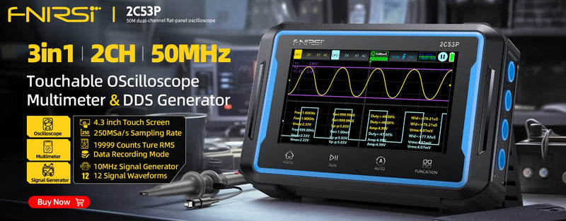 Fnirsi 1 c15 profession elles digitales Oszilloskop 110MHz analoge Bandbreite 500 ms/s Abtastrate unterstützt 1kHz Rechteck welle 400V.