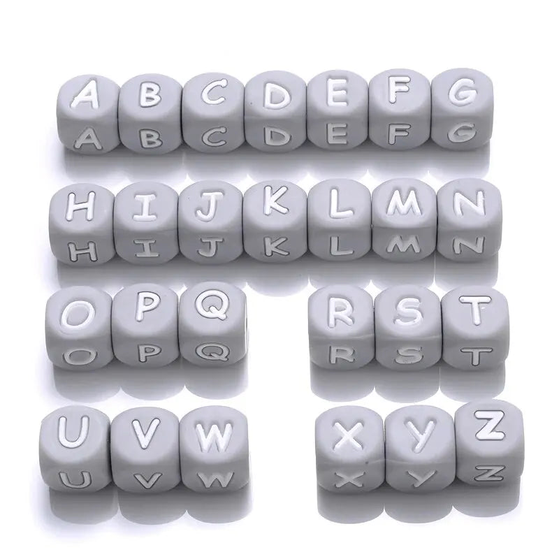 26Pcs Silicone English Letter Beads 12mm Alphabet Silicone Chewing Bead for Pacifier Clip Chain Teether Accessories BPA Free - PST PS Tradings