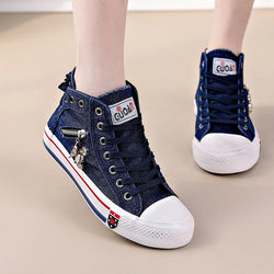 Spring Autumn Casual Sports Walking Skateboard Lace-up Fashion Femmes Women's classic Sneakers Denim Canvas Shoes Large Size 43 - PST PS Tradings