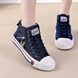 Spring Autumn Casual Sports Walking Skateboard Lace-up Fashion Femmes Women's classic Sneakers Denim Canvas Shoes Large Size 43 - PST PS Tradings