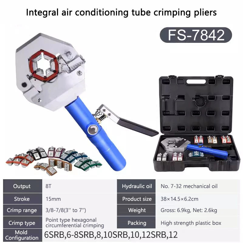 Crimping Plier Car Air-Conditioning Pipe Pressing Machine Manual Hydraulic Hose Repairing Air-Conditioning Pipe Crimping Tool