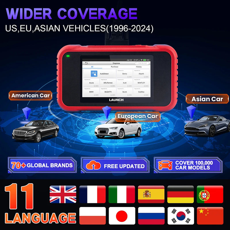 LAUNCH X431 CRP129E / CRP129E V2.0 Car OBD2 Diagnostic Tools ENG ABS SRS AT Oil SAS EPB TPMS DPF Reset Auto Scanner Free Update - PST PS Tradings