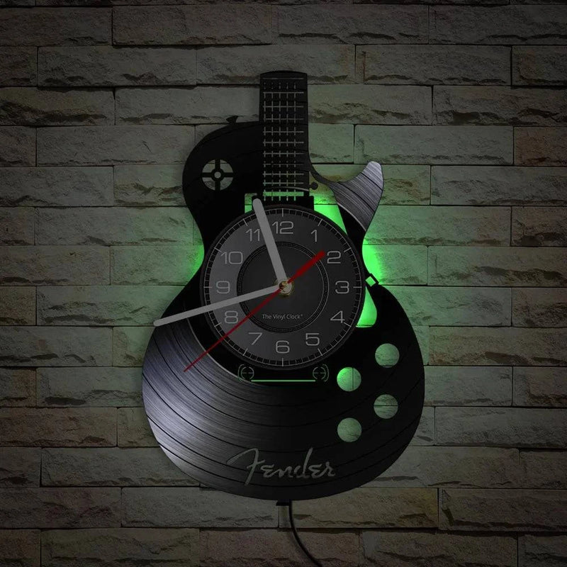 Acoustic Guitar Wall Art Wall Clock Musical Instrument Home Interior Wall Decor Vinyl Record Wall Clock Rock n Roll Musical Gift - PST PS Tradings