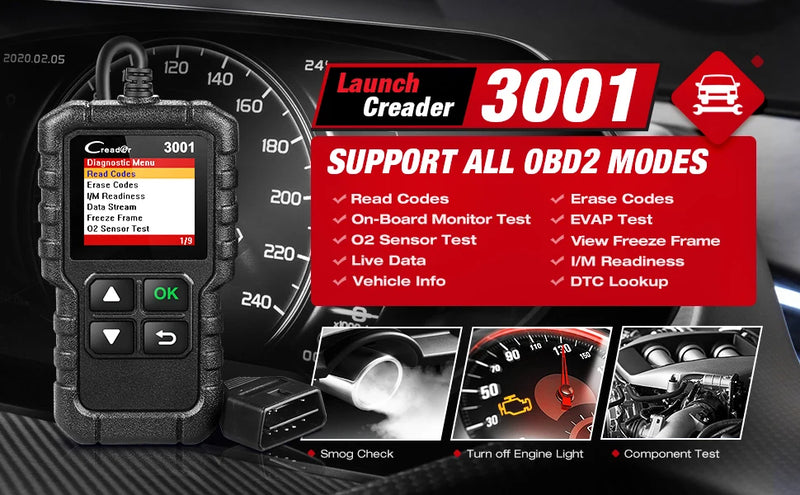 Launch X431 CR3001 Support Full OBDII/EOBD function Creader 3001 diagnostic tool Multilingual code reader scanner PK CR319 OM123 - PST PS Tradings