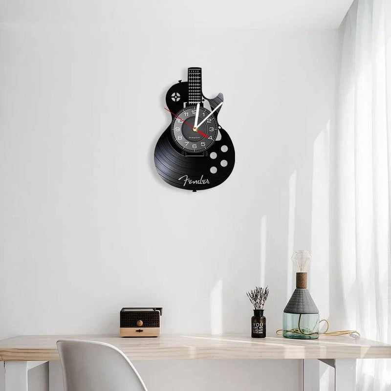 Acoustic Guitar Wall Art Wall Clock Musical Instrument Home Interior Wall Decor Vinyl Record Wall Clock Rock n Roll Musical Gift - PST PS Tradings