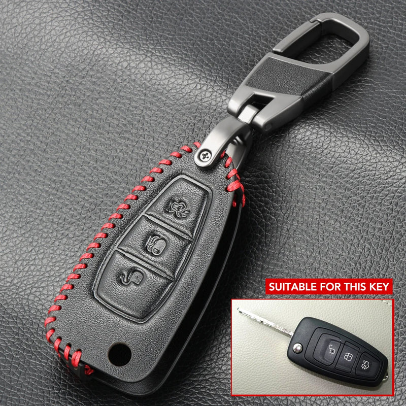 Car Styling Leather key chain ring cover case holder For Ford Focus 2 3 4 MK2 MK3 MK4 Kuga Edge Mondeo Fusion Ecosport Fiesta - PST PS Tradings