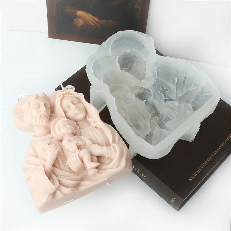 Religious Blessed Virgin Mary Candle Silicone Mold Madonna Goddess Female Deity Portrait Scented Plaster Jesus Resin Epoxy Mould - PST PS Tradings