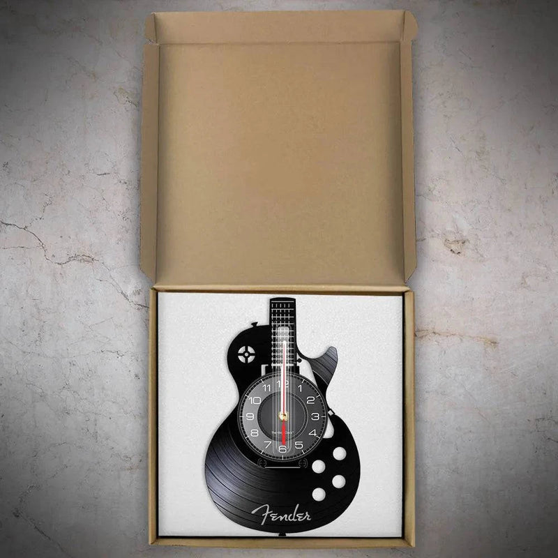 Acoustic Guitar Wall Art Wall Clock Musical Instrument Home Interior Wall Decor Vinyl Record Wall Clock Rock n Roll Musical Gift - Property & Safety Tradings