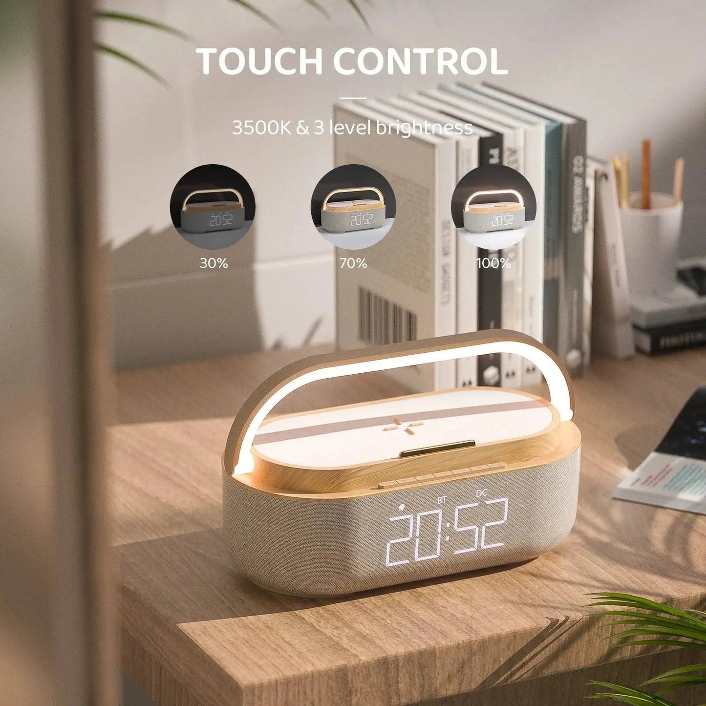 Wireless Fast Charge Digital Alarm Clock Bluetooth Speaker Snooze LED Display Bedroom Light Wireless Speaker Charging Stationr - Property & Safety Tradings