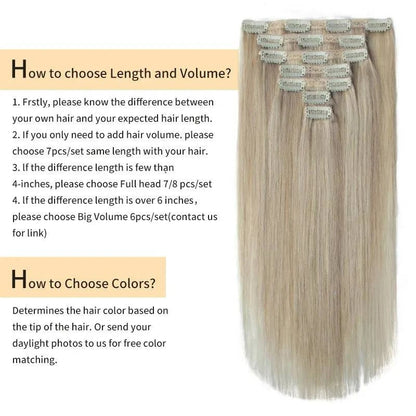 MRSHAIR Clip in Hair Extension Human Hair Real Natural Clip in Hair Extension Double Weft Full Head 7PCS Clip Ins For Add Volume - Property & Safety Tradings