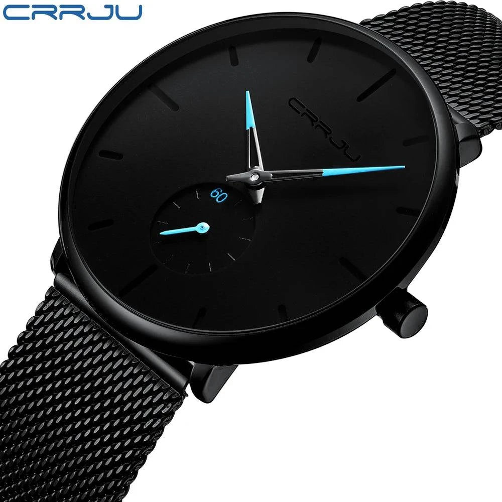 CRRJU Fashion Mens Watches Top Brand Luxury Quartz Watch Men Casual Slim Mesh Steel Waterproof Sport Watch Relogio Masculino - PST PS Tradings