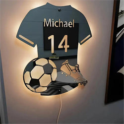 Personalized Football Jersey Mirror Light Custom Name Uniform Number LED Mirror Night Light Room Decoration Christmas Gifts - Property & Safety Tradings