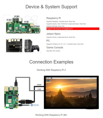 Waveshare 10,1 Zoll kapazitiver Touchscreen-LCD (E), 1024 x 600, HDMI, vollständig laminierter Bildschirm, unterstützt Raspberry Pi, Jetson Nano