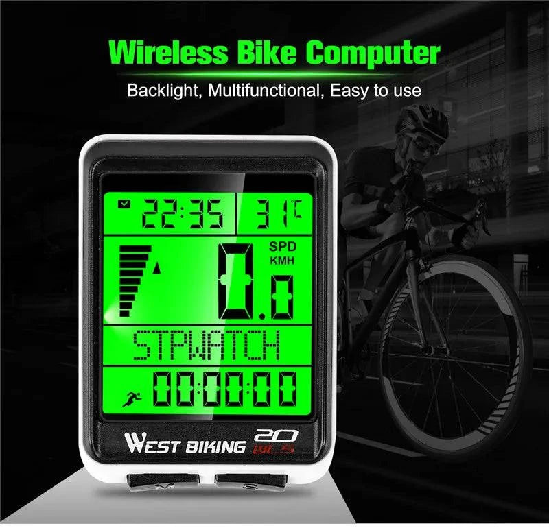 WEST BIKING 2.8 inch Bicycle Computer Large Screen Speedometer Wireless Wired Waterproof Sensor Cycling Odometer Bike Computer - Property & Safety Tradings