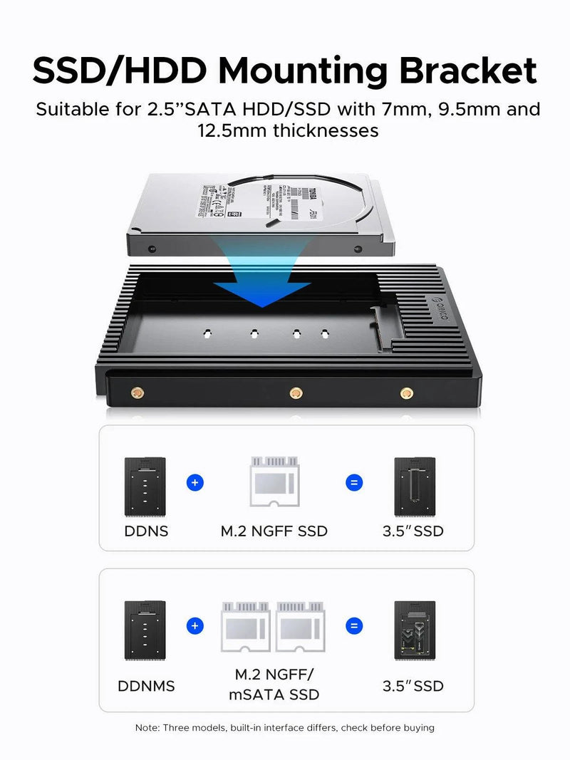 ORICO 2.5 SATA mSATA NGFF to 3.5 Hard Drive Caddy Standard 2.5 to 3.5 Inch Hard Drive Caddy SATA 3.0 Fast Transfer Speed-Black - PST PS Tradings