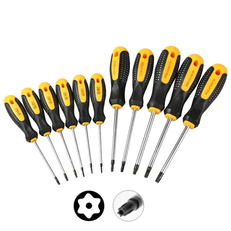 1Set Chrome vanadium steel Torx Screwdriver Set with Hole Magnetic T5-T30Screw Driver Set Kit for Telephone Repair Hand Tool Set