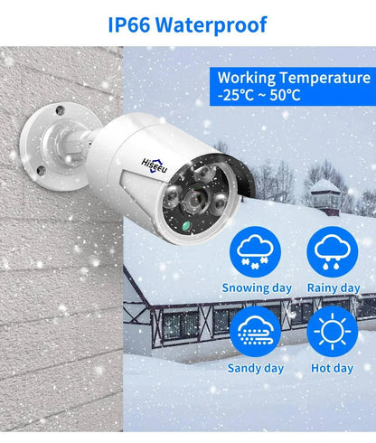 Hiseeu H.265 POE IP 4MP 5MP CCTV IP Surveillance Security Camera for Audio Record POE NVR System Waterproof Outdoor Night Vision - Property & Safety Tradings