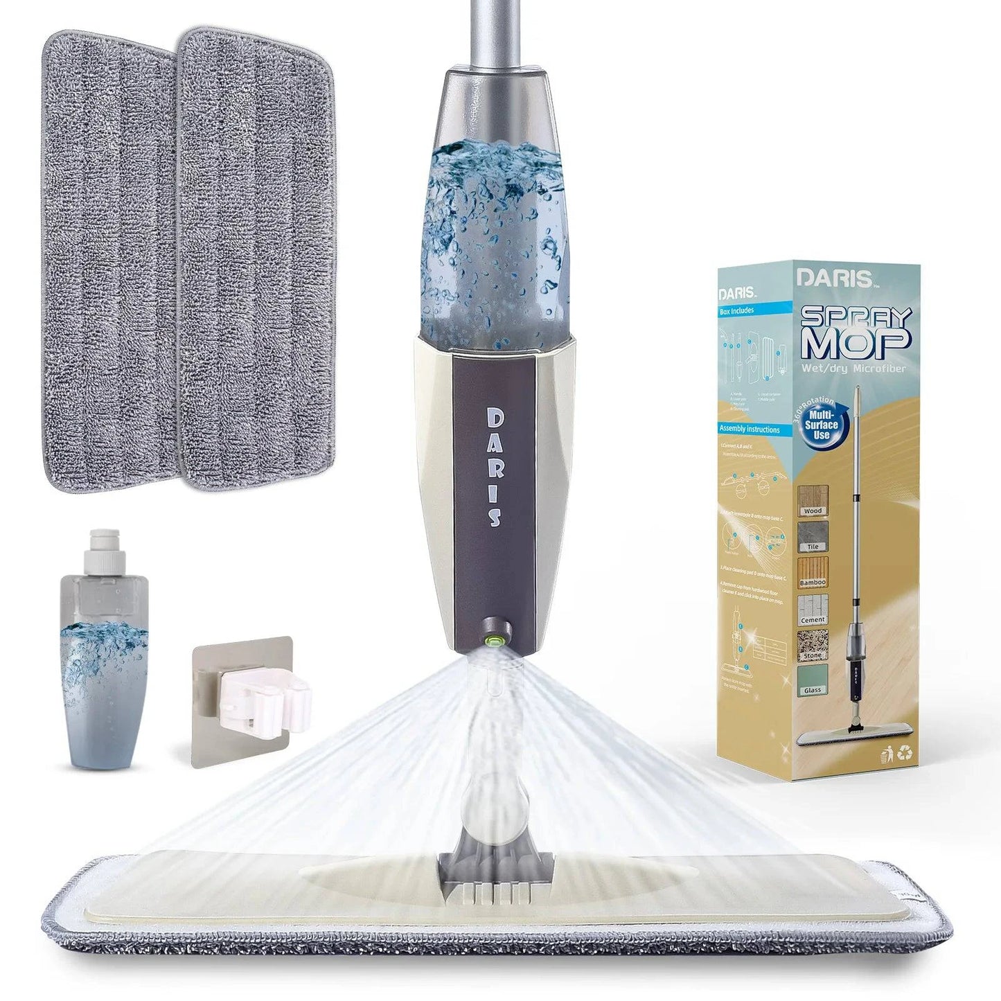 Spray Floor Mop with Reusable Microfiber Pads 360 Degree Handle Mop for Home Kitchen Laminate Wood Ceramic Tiles Floor Cleaning - PST PS Tradings