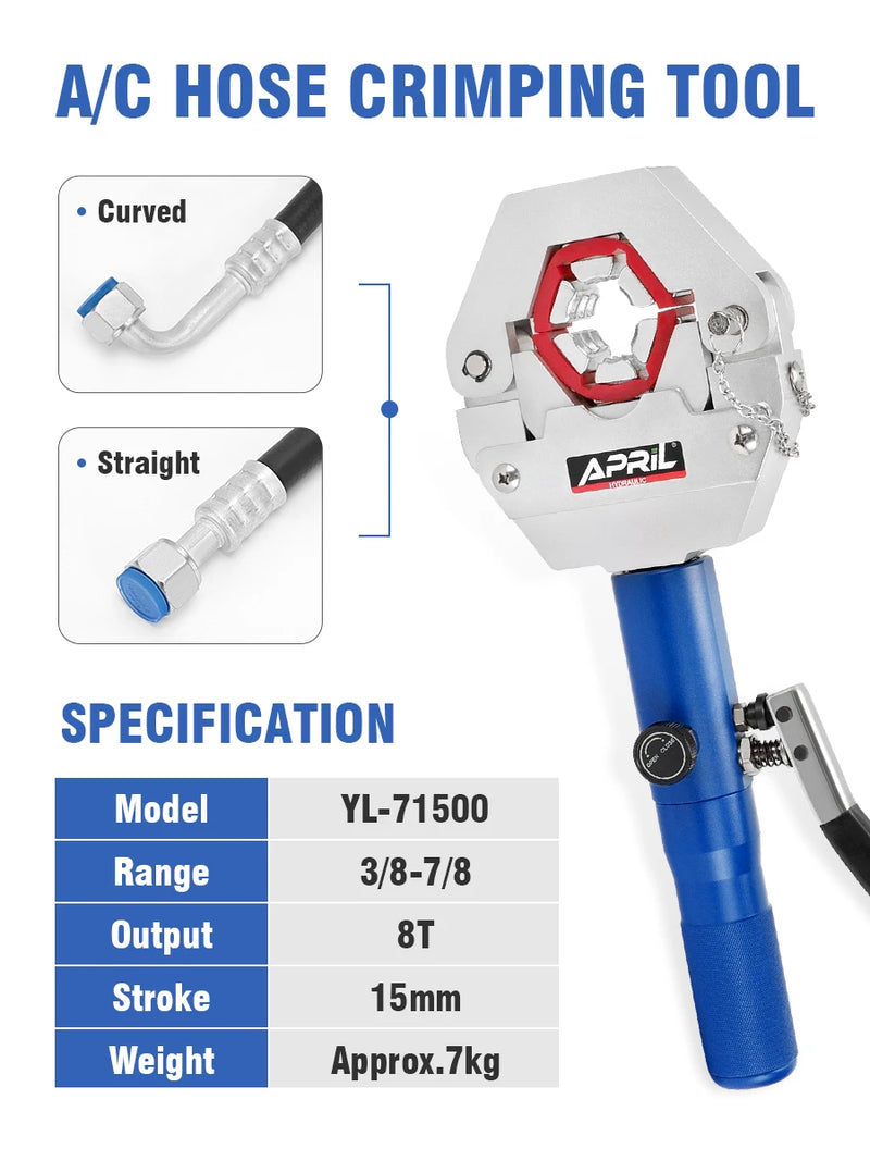 Hydraulic Hose Crimper Hydra-Krimp 71500 Manual A/C Hose Crimper Kit Air Conditioning Repaire Handheld Hydraulic Crimping Tool