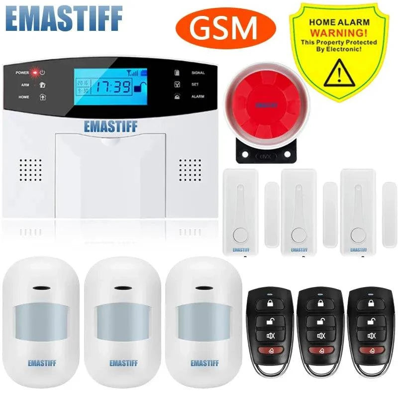 NEW Built-in antenna Door Gap Sensor PIR Motion Detector Wireless LCD GSM SIM card House security Alarm system Smoke Flash Siren - Property & Safety Tradings