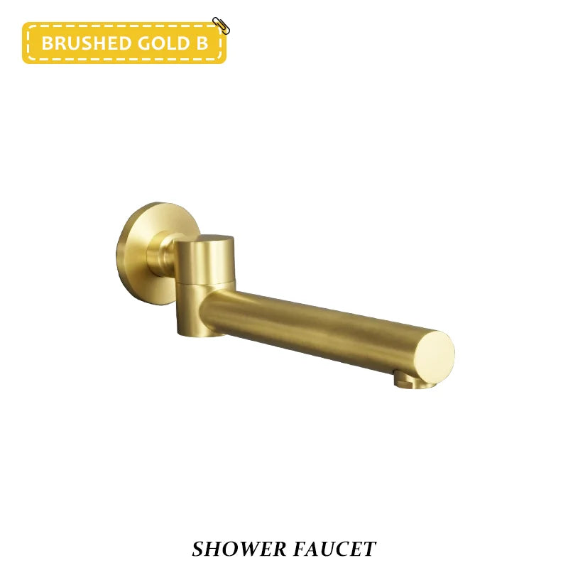 Messing Waschbecken Wasserhahn Wand montiert runde quadratische gebürstete Gold drehbare Badewanne Wasserhahn Home Bad Balkon Waschbecken Wasserhahn