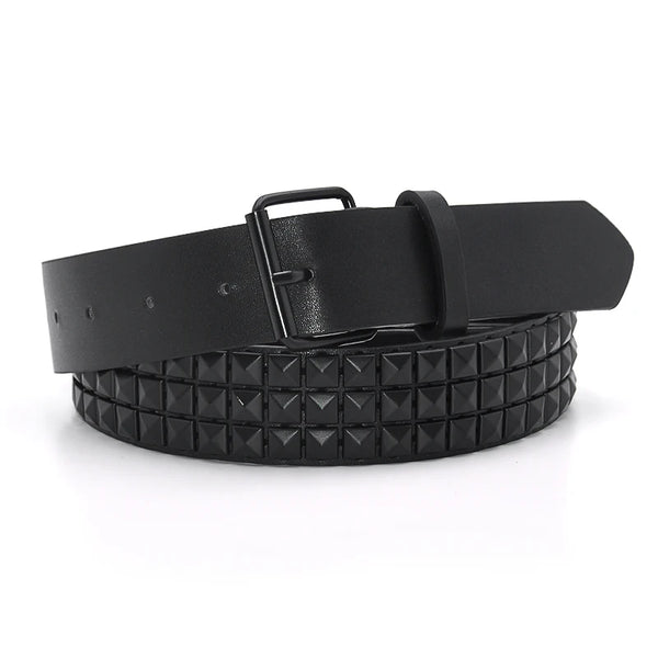 GAOKE Pyramid Rivet Waist Men&Women's Studded LeatherBelt Punk Rock hardware With Pin Buckle Drop Shipping Waistbrand Black jean - PST PS Tradings