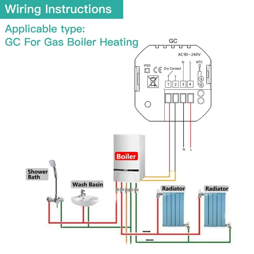 MOES WiFi Water/Electric Floor Heating Thermostat Gas Boiler Temperature Controller Smart Alexa tuya Google Voice zigbee Control - Property & Safety Tradings