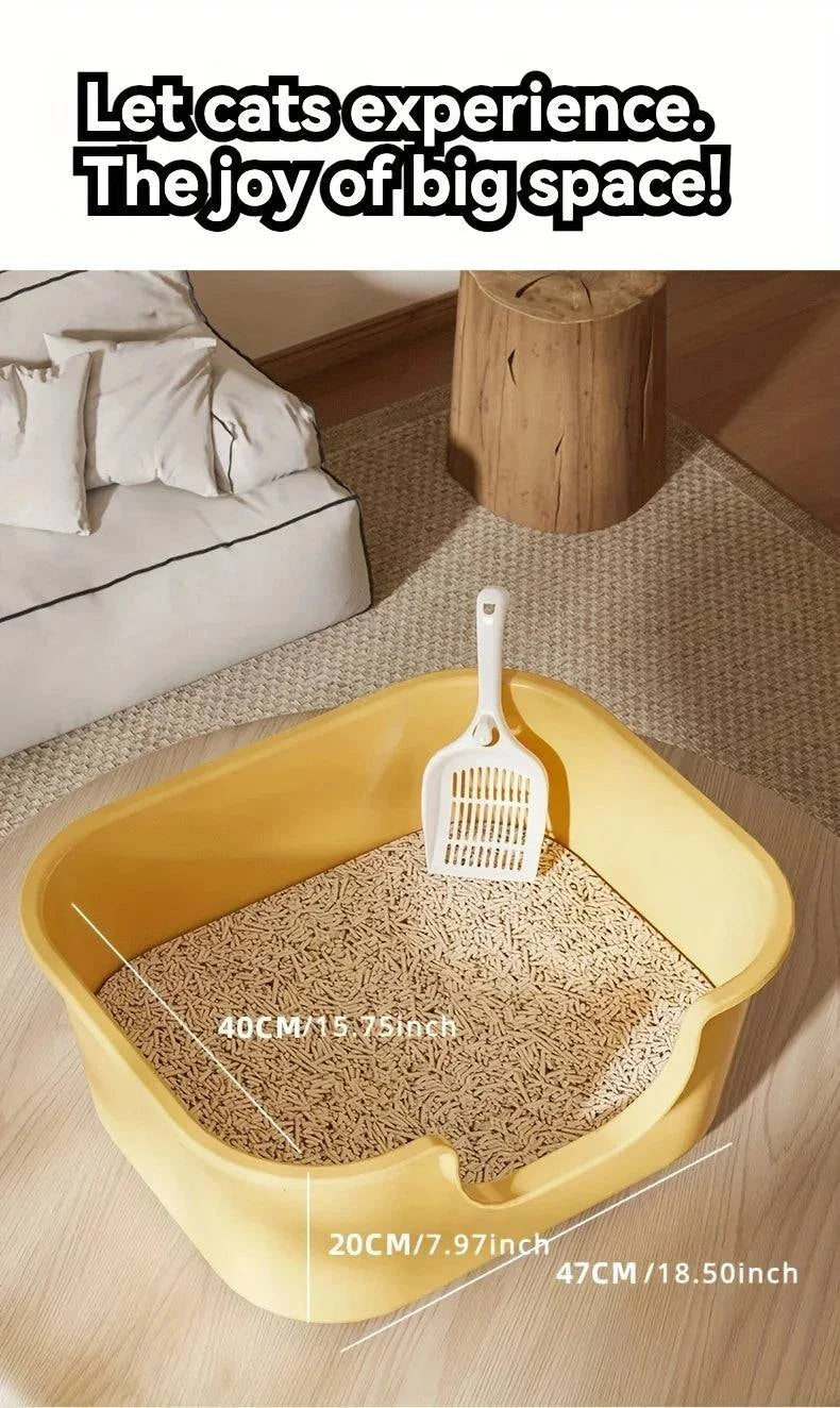 Cat Litter Box with Large Splash Proof Open Design and Free Shovel Suitable for Those Weighing Less Than 30 Pounds - PST PS Tradings