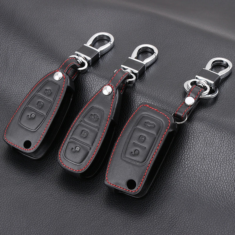 Car Styling Leather key chain ring cover case holder For Ford Focus 2 3 4 MK2 MK3 MK4 Kuga Edge Mondeo Fusion Ecosport Fiesta - PST PS Tradings