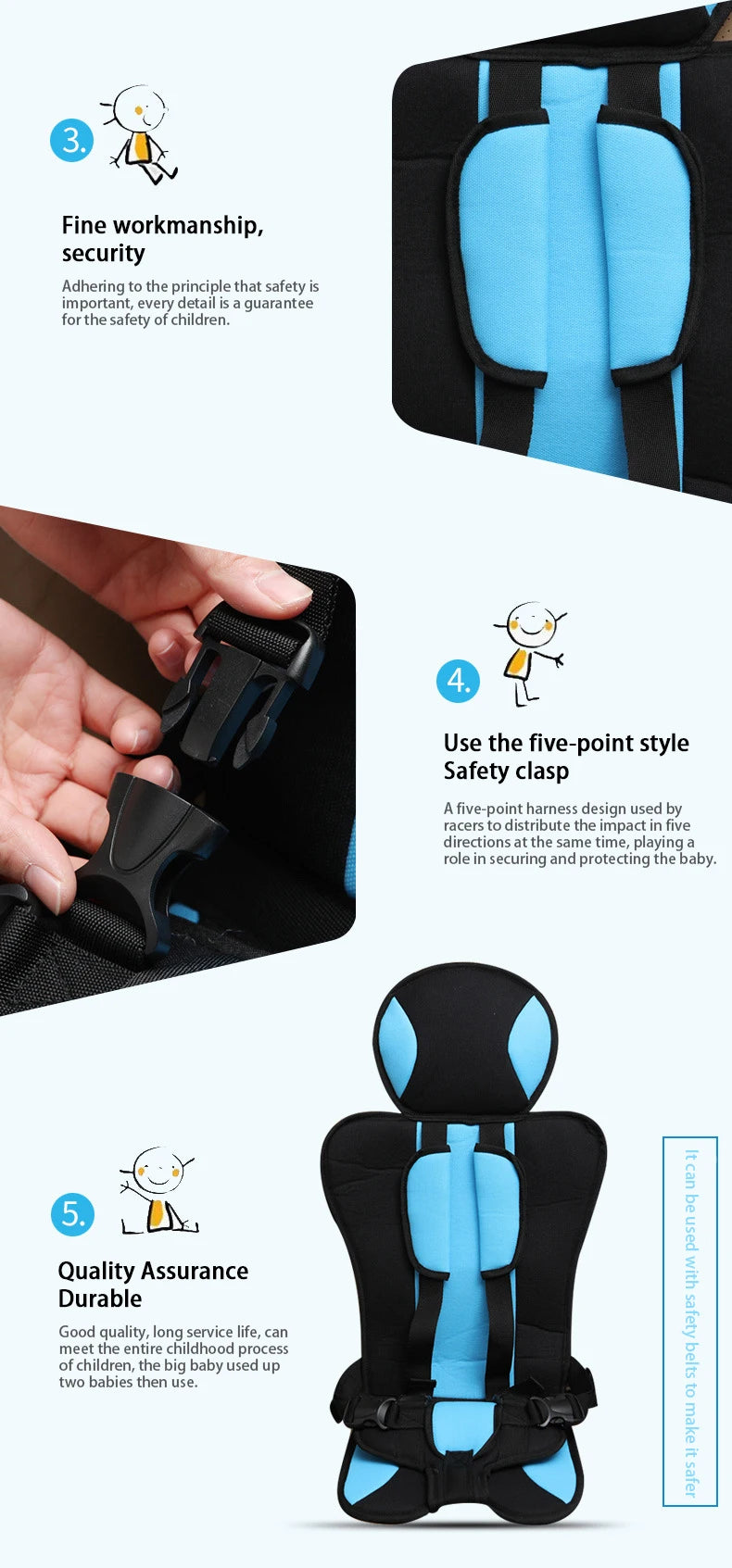 Car Child Safety Seat Simple Portable Baby Cushion Models Universal Seat Belt Fixed Baby Seat Cushion - PST PS Tradings