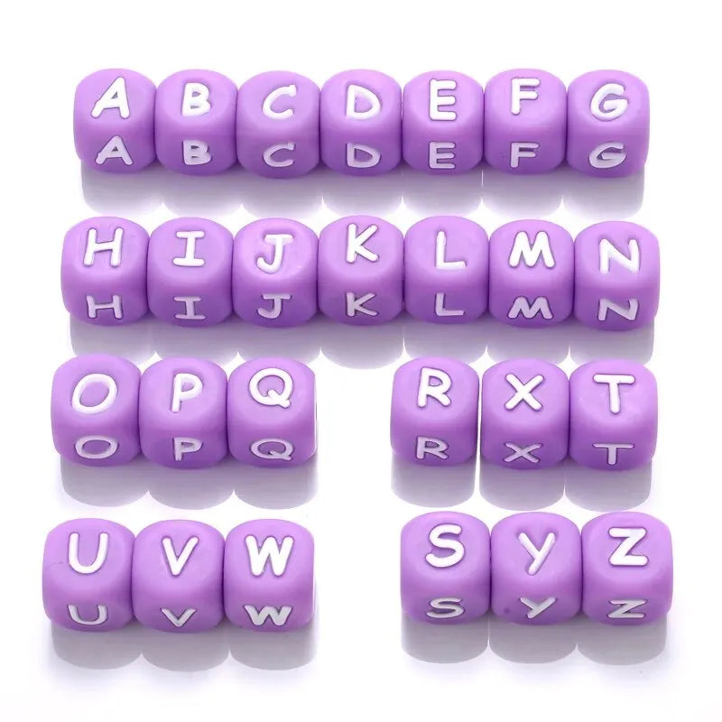 26Pcs Silicone English Letter Beads 12mm Alphabet Silicone Chewing Bead for Pacifier Clip Chain Teether Accessories BPA Free - PST PS Tradings