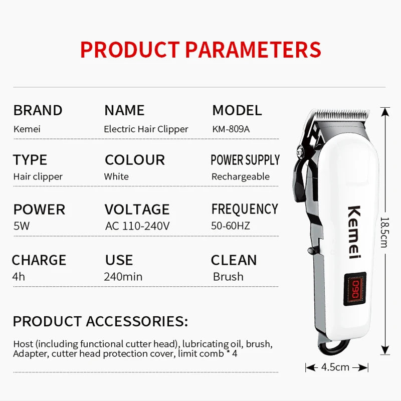 Kemei Professional hair clipper cordless hair trimmer beard for men electric hair cutting kit rechargeable haircut machine - PST PS Tradings