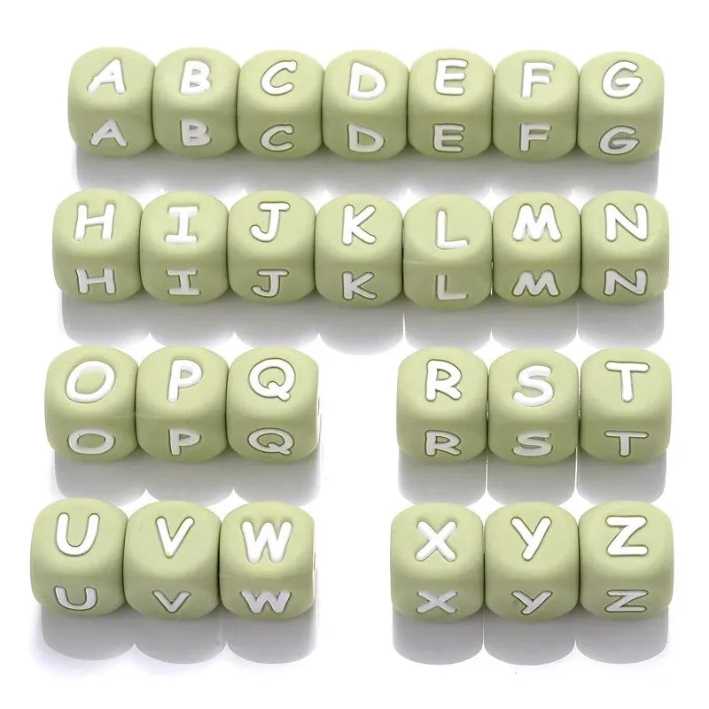 26Pcs Silicone English Letter Beads 12mm Alphabet Silicone Chewing Bead for Pacifier Clip Chain Teether Accessories BPA Free - PST PS Tradings