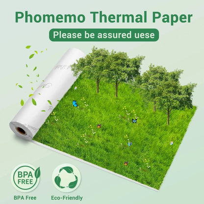 White Non-Adhesive Thermal Paper Sticker Paper for Phomemo M04S/M04AS Bluetooth Thermal Printer Black on White 50mm 107mm 110mm - Property & Safety Tradings