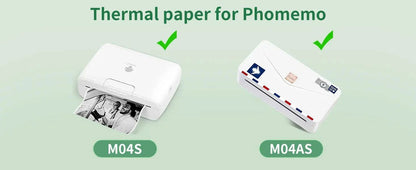 White Non-Adhesive Thermal Paper Sticker Paper for Phomemo M04S/M04AS Bluetooth Thermal Printer Black on White 50mm 107mm 110mm - PST PS Tradings