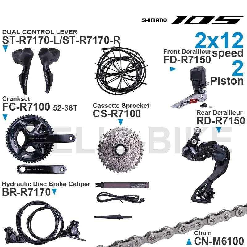 SHIMANO 105 Di2 Groupset ST-R7170 FD-R7150 RD-R7150 FC-R7100 CS-R7100 BR-R7170 BT-DN300 CN-M6100 Original Parts - Property & Safety Tradings