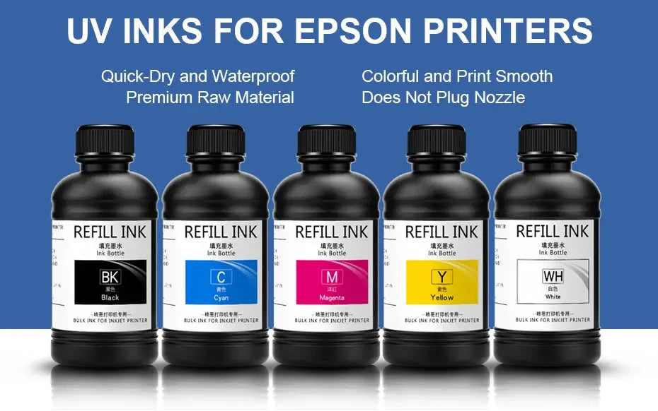 5×250ML LED UV Ink For DX4 DX5 DX6 DX7 DX10 TX800 XP600 Printhead For Epson 1390 L800 L1800 L805 R1800 R1900 UV Flatbed Printer - Property & Safety Tradings