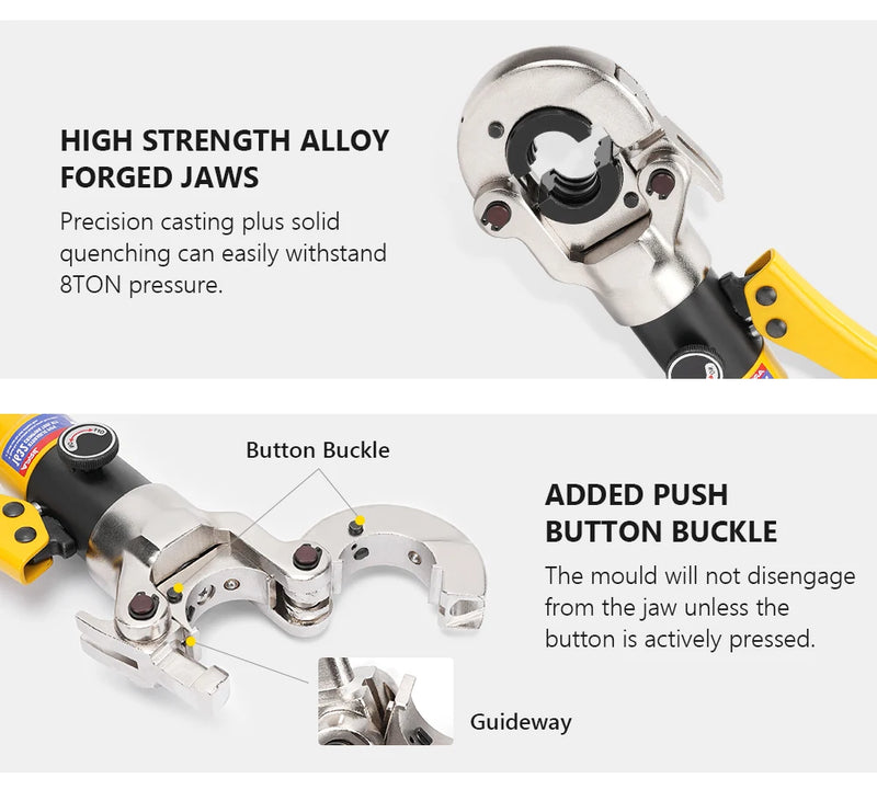 Europe Warehouse Hydraulic Pex Pipe Crimping Tools for Pex,Stainless Steel and Copper Pipe with TH,U,V,M,VAU jaws