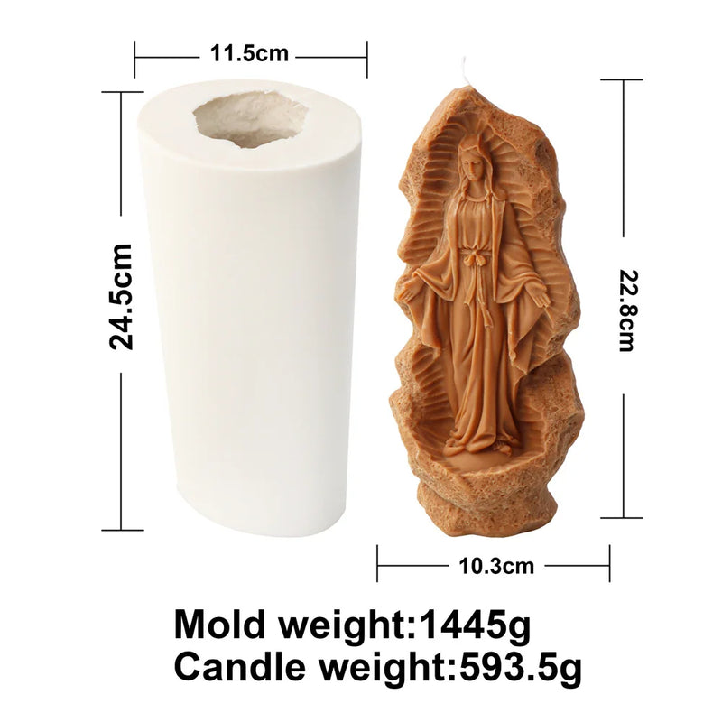 Religious Blessed Virgin Mary Candle Silicone Mold Madonna Goddess Female Deity Portrait Scented Plaster Jesus Resin Epoxy Mould - PST PS Tradings