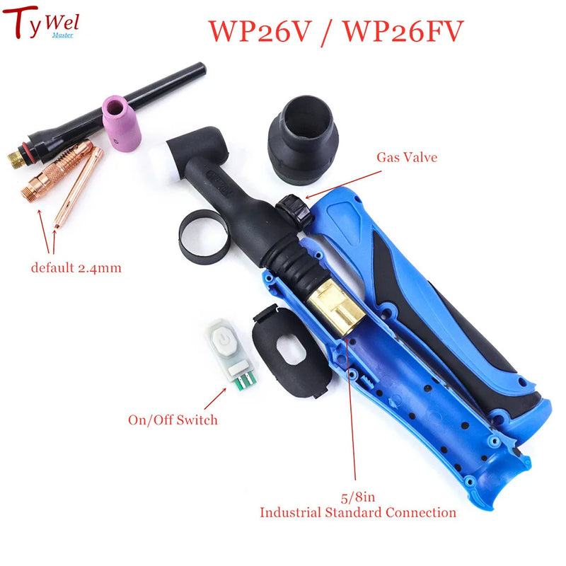 200A TIG Welding Torch WP26 WP26F WP26V WP26FV GTAW Argon Air Cooled Gas Valve Remote Control Gas Tungsten Arc Welding Gun