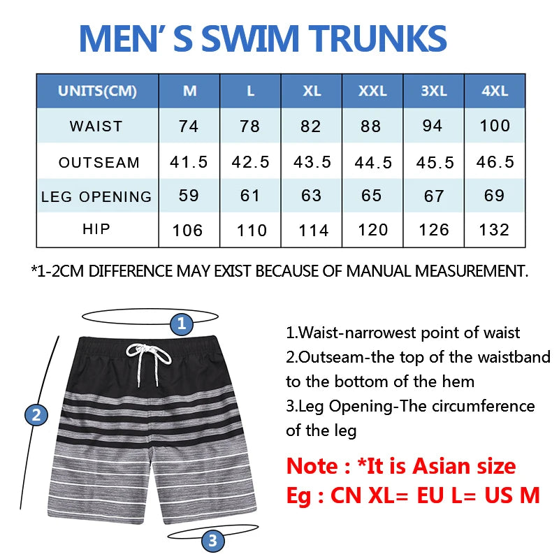 Escatch Quick Dry Summer Mens Siwmwear Beach Board Shorts Briefs For Man Swim Trunks Male Sportswear Beachwear Fitness Plus Size - PST PS Tradings