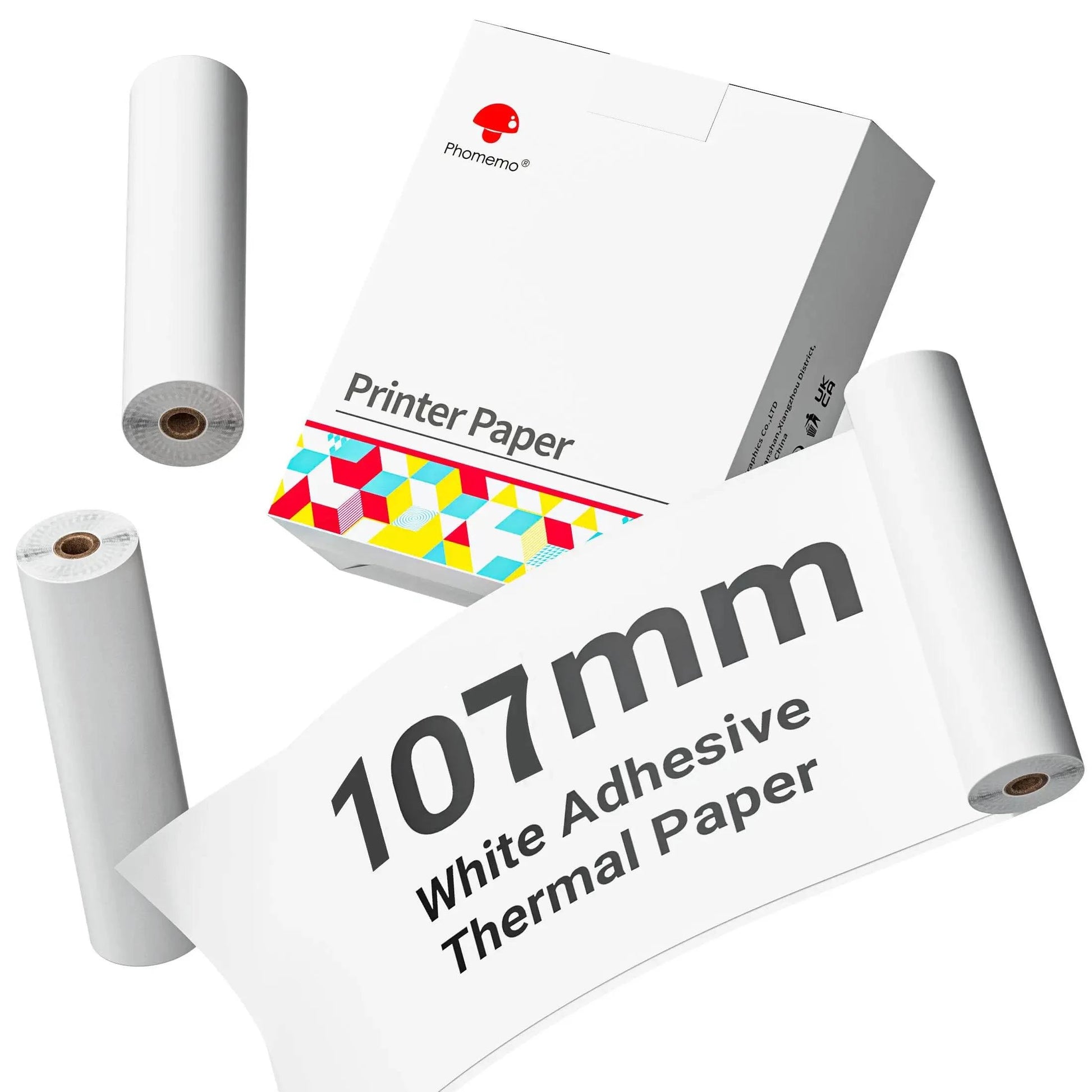 White Non-Adhesive Thermal Paper Sticker Paper for Phomemo M04S/M04AS Bluetooth Thermal Printer Black on White 50mm 107mm 110mm - Property & Safety Tradings