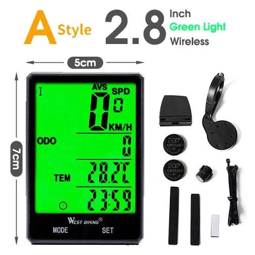 WEST BIKING 2.8 inch Bicycle Computer Large Screen Speedometer Wireless Wired Waterproof Sensor Cycling Odometer Bike Computer - PST PS Tradings